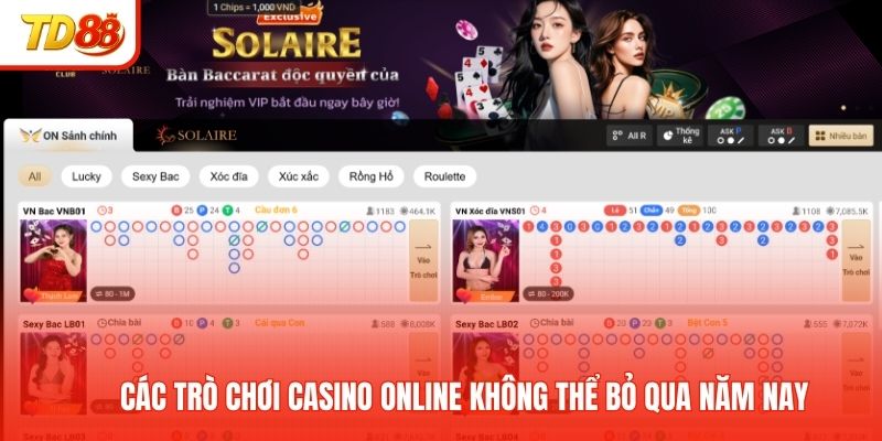Các trò chơi casino online không thể bỏ qua năm nay